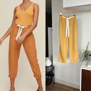 Aritzia Wilfred Women's Boho Cropped Linen Comfy Spring Vacation Pant Sz 8